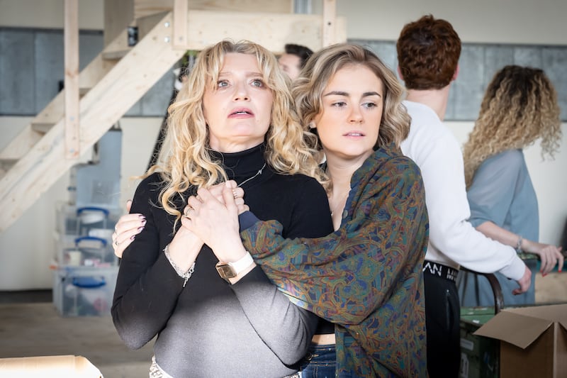 LtoR Melanie Masson & Georgia Lennon in rehearsals for An Officer and a Gentleman, credit Marc Brenner