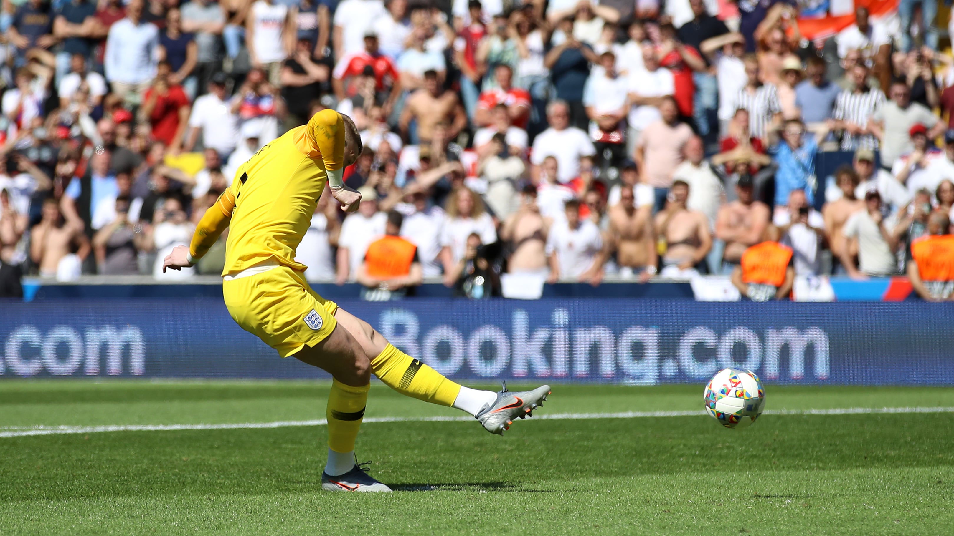 England goalkeeper Jordan Pickford scored a penalty during the shoot-out in the Nations League third place play-off