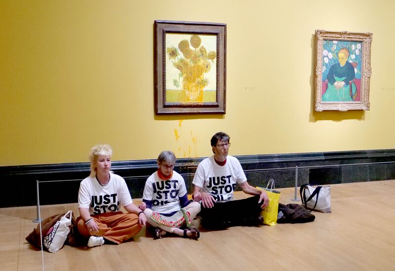 Just Stop Oil activists who poured soup over two Vincent Van Gogh paintings