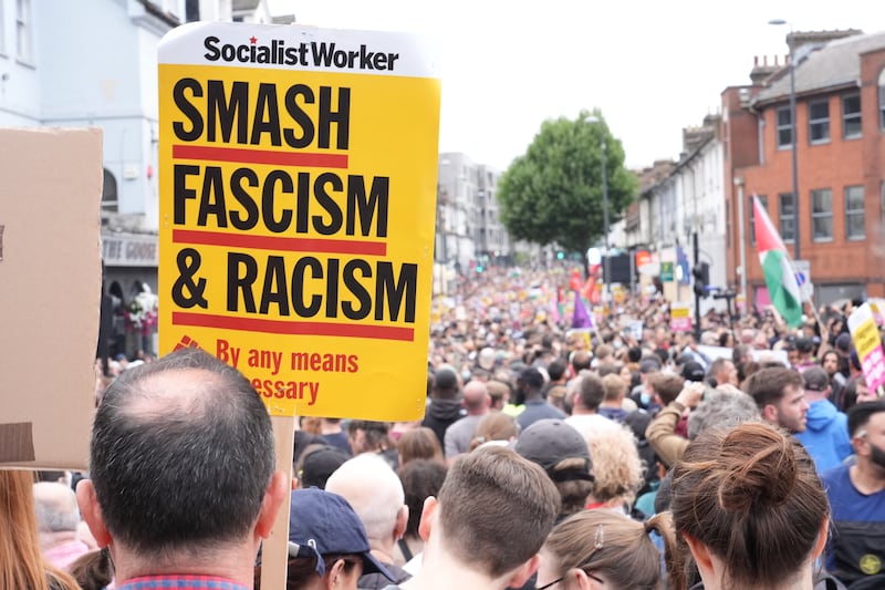 Demonstrators at an anti-racism protest in Walthamstow, London