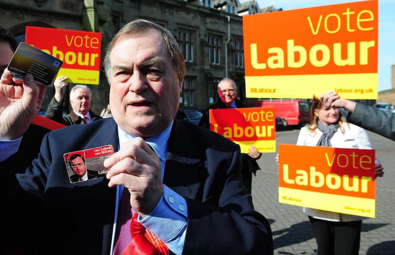 Former deputy prime minister John Prescott as he gets on the Labour battlebus