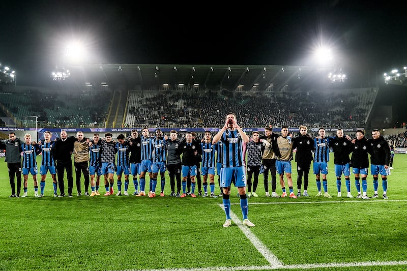 Club Brugge celebrate a historic victory