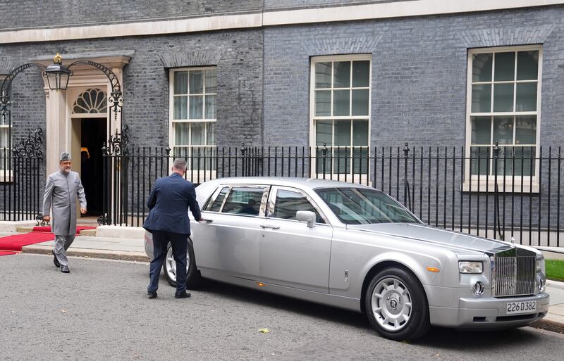 Sultan of Oman Haitham bin Tariq Al Said left Downing Street in a silver Rolls-Royce