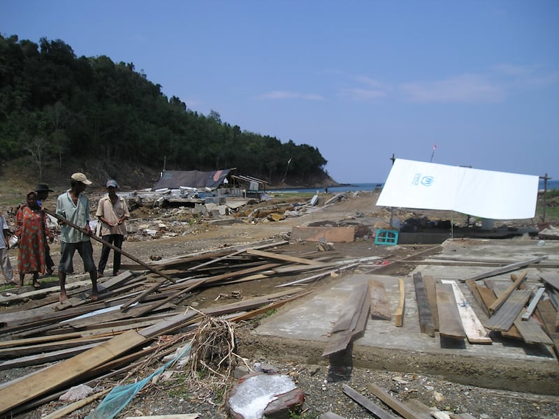 Handout picture of the aftermath of the tsunami in Sri Lanka (ShelterBox).