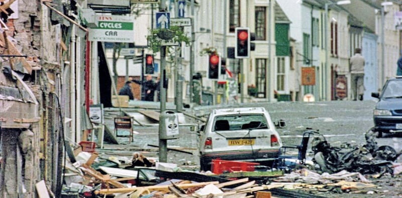 The aftermath of the 1998 Omagh bomb on Market Street in the Co Tyrone town. Picture by Paul McErlane/PA Wire 