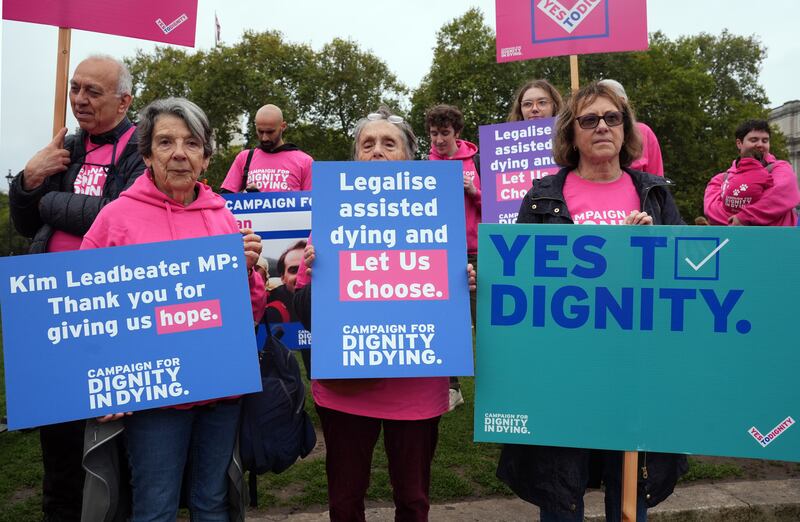 Dignity in Dying campaigners gathered in Parliament Square in support of the new Bill