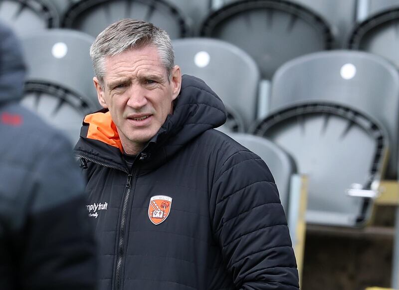 Armagh's Kieran McGeeney at the start of  the Ulster GAA Senior Football Championship Semi- Final between Armagh and Down  at St Tiernach's  Park, Clones on 04-27-2024. Pic Philip Walsh