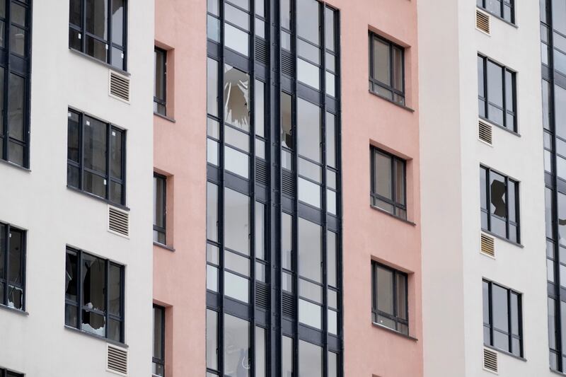 Broken window panes at the scene of the attack (AP)