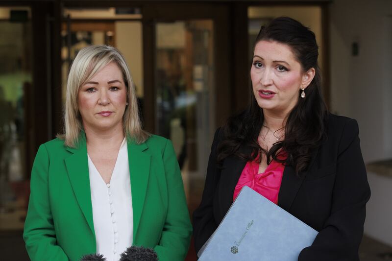 First Minister Michelle O’Neill (left) and deputy First Minister Emma Little-Pengelly have until November 30 to table the motion