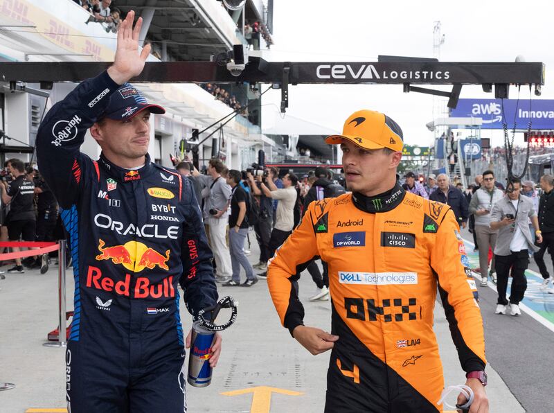 Verstappen and Norris were second and third in qualifying (Christinne Muschi/The Canadian Press via AP)