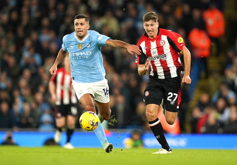 Rodri returned to action for City against Brentford