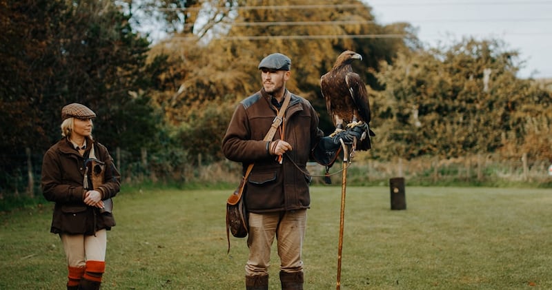 Jo Robinson and David Trenier with Loki (Hawk Walks)