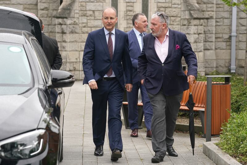 Tanaiste Micheal Martin arrives for the funeral of businessman, philanthropist and rugby star Tony O’Reilly at the Church of the Sacred Heart in Donnybrook, Dublin