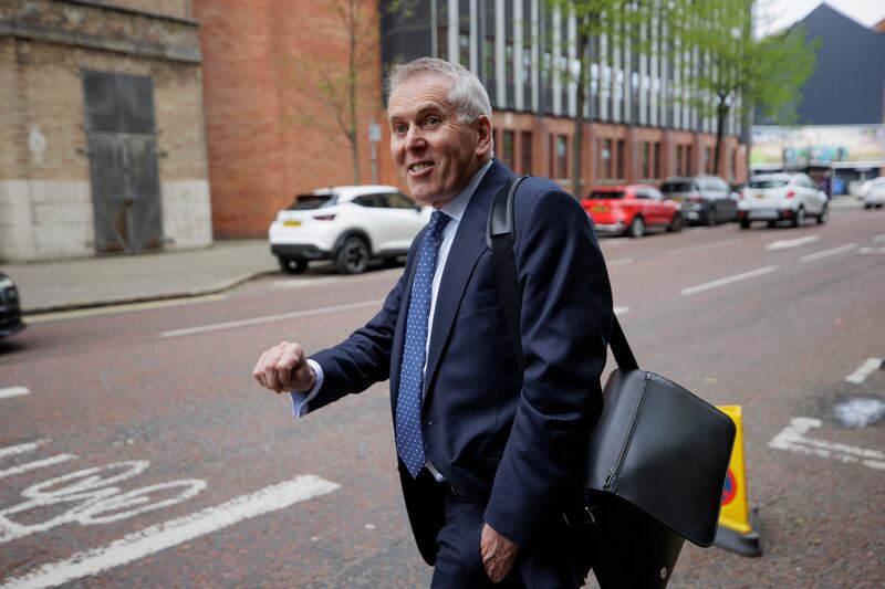 Sir David Sterling leaves the Clayton Hotel in Belfast after giving evidence at the UK Covid-19 inquiry.