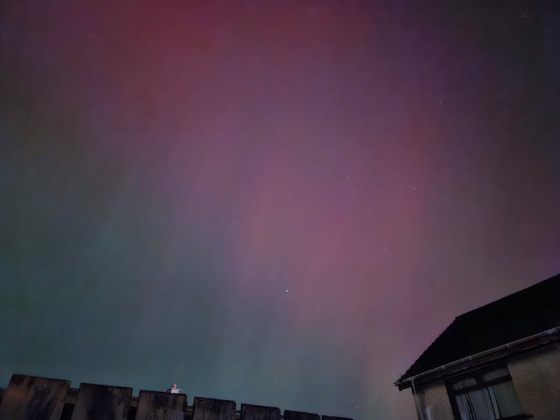 The Northern Lights lighting up the sky in Derry City. Credit: Aine Mc Ivor