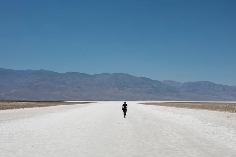 Sheik Mabrouki, of Algeria, walks through Badwater Basin (Daniel Jacobi II/Las Vegas Review-Journal via AP)