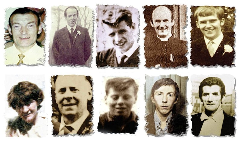 The 10 people shot dead in Ballymurphy, west Belfast in August 1971. Picture by Ballymurphy Massacre Committee/PA Wire