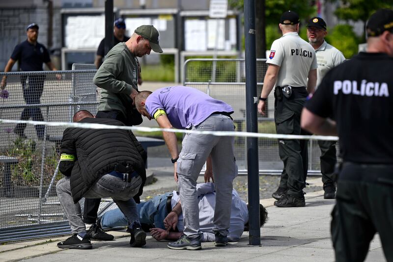 Police arrested a suspect soon after Robert Fico was shot (Radovan Stoklasa/TASR via AP)