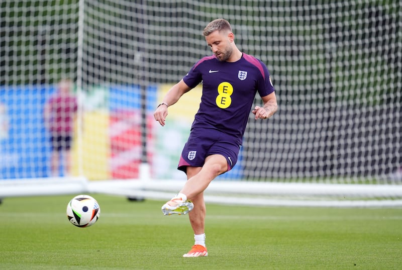 England’s Luke Shaw during a training session at the Spa & Golf Resort Weimarer Land in Blankenhain.