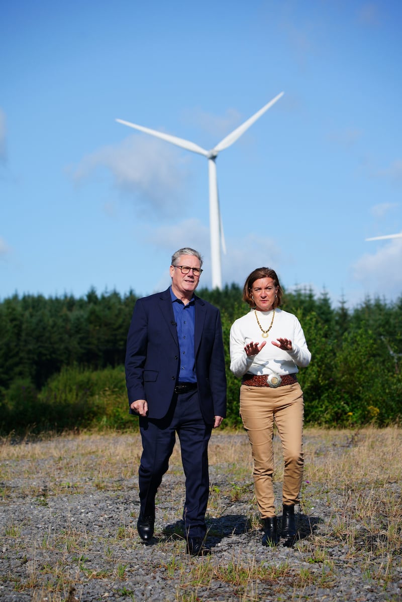 Prime Minister Sir Keir Starmer and First Minister of Wales Eluned Morgan during a visit to a clean energy site in South Wales