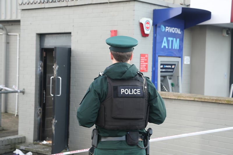 The scene of an ATM robbery on the Mallusk in North Belfast. PICTURE: MAL MCCANN