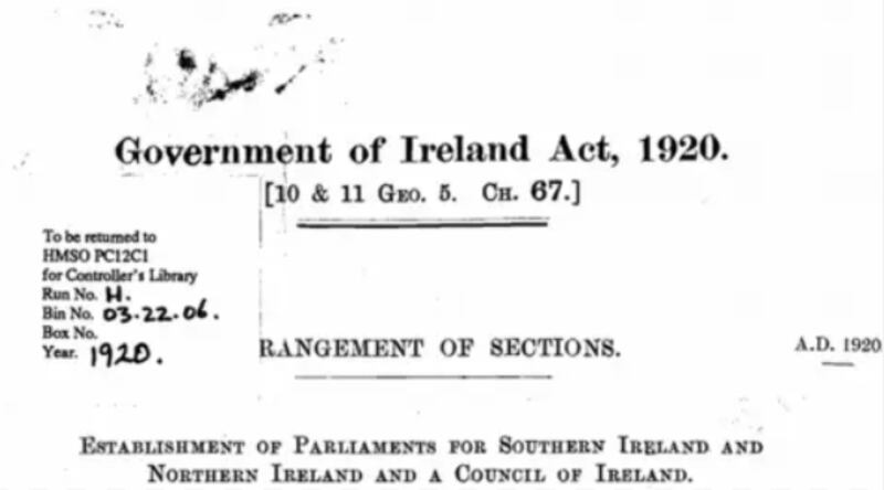 The Government of Ireland Act 1920 was prepared without the input of nationalists