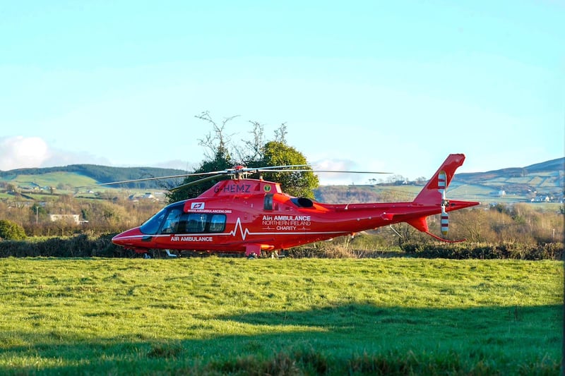 Air ambulance at the scene of an accident on the Low Road in Co Armagh