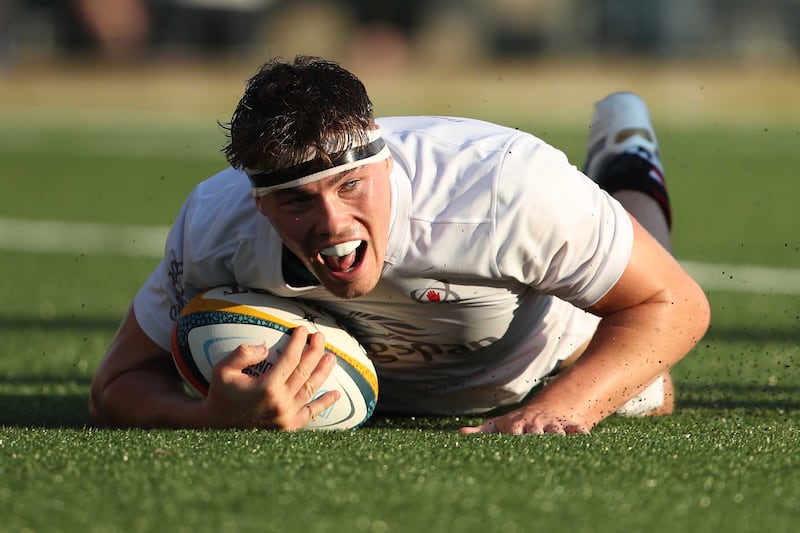 UlsterÕs Jude Postlethwaite scores a try against Benetton Rugby during SaturdayÕs Bank of Ireland Pre-Season Friendly match at Kingspan Stadium.
Picture by Brian Little