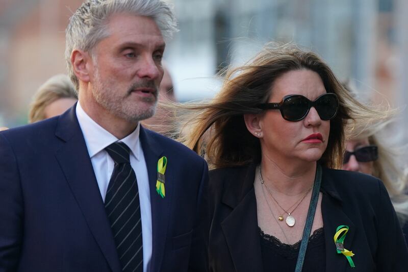 The parents of Barnaby Webber, David and Emma Webber, arriving at court on Wednesday morning