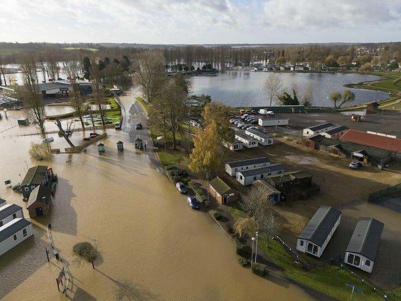 Floodwater covers parts of the Billing Aquadrome