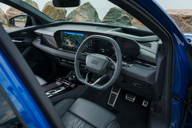 The interior is dominated by tech