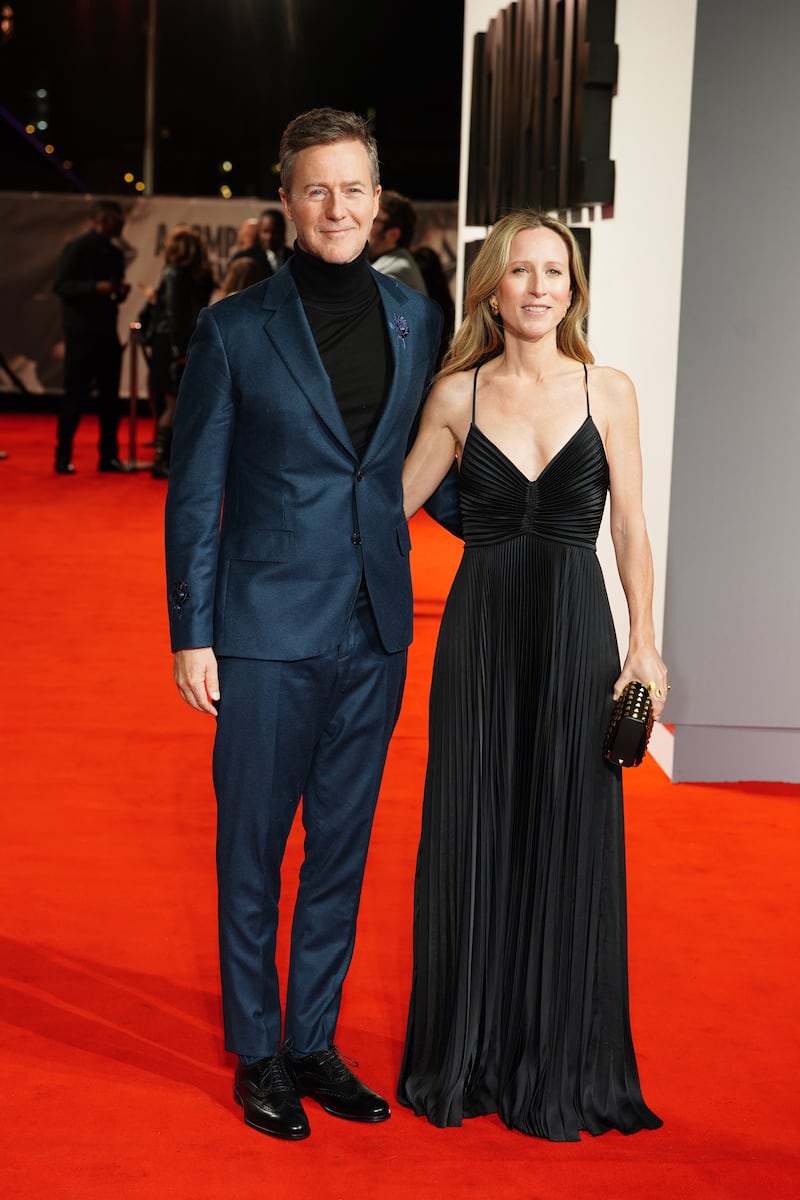 Edward Norton was joined by his wife Shauna Robertson