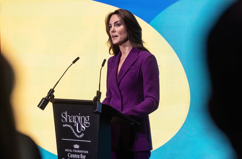 The Princess of Wales speaking at the Shaping Us national symposium at the Design Museum in London in 2023