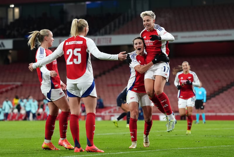 Lina Hurtig, right, struck for Arsenal against Juventus last time out