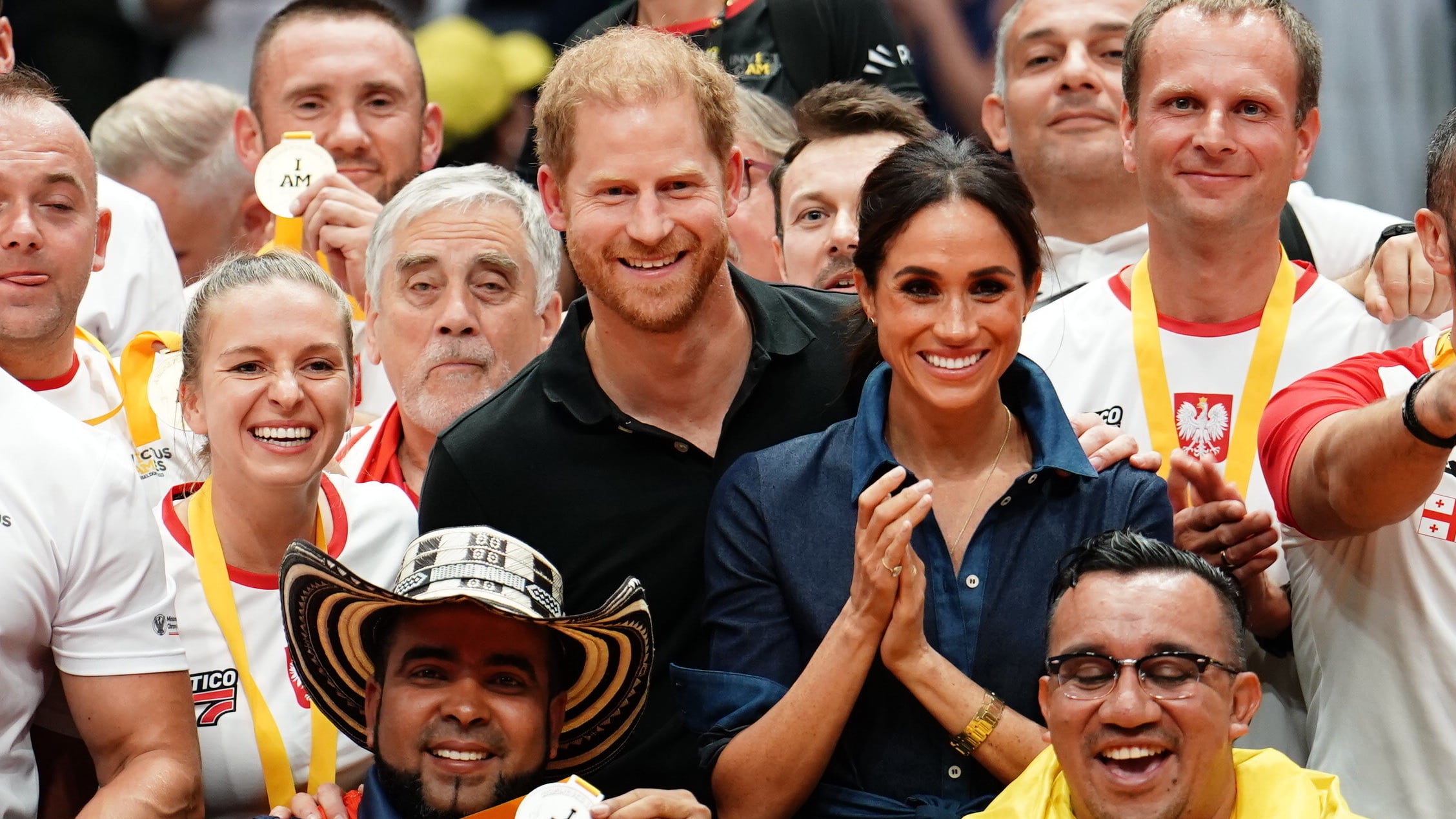 The Duke and Duchess of Sussex with medal winners during the Invictus Games in Dusseldorf, Germany