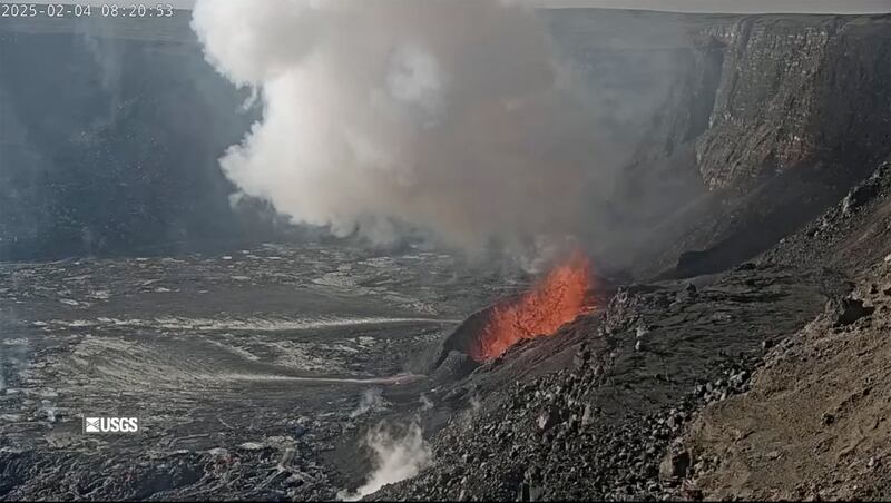 A webcam shows erupting from Kilauea volcano (USGS Hawaiian Volcano Observatory/AP)