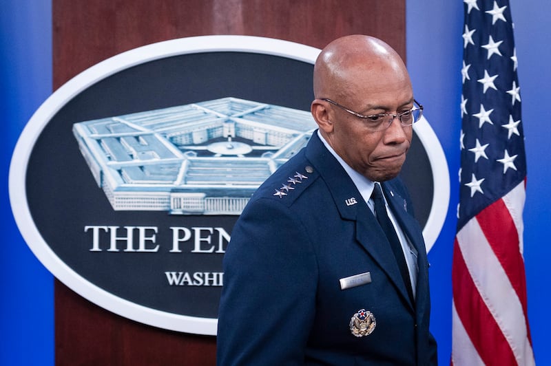 Chairman of the Joint Chiefs of Staff Air Force General CQ Brown has spoken by video call to his Chinese counterpart (Cliff Owen/AP)