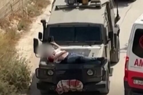 Outrage as Palestinian prisoner strapped to bonnet of IDF vehicle