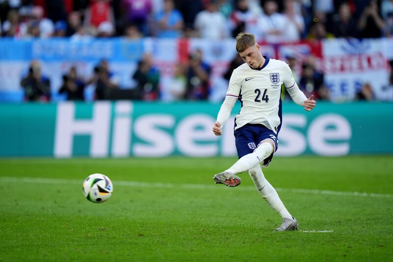 Cole Palmer scored England’s first penalty in the shootout win over Switzerland