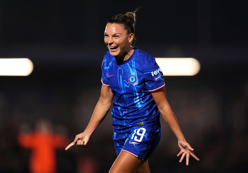 Johanna Rytting Kaneryd celebrates after scoring what turned out to be the winning goal