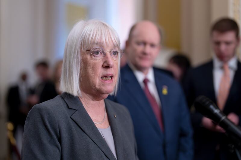 Senate Appropriations Committee chairwoman Patty Murray speaks to reporters (J Scott Applewhite/AP)