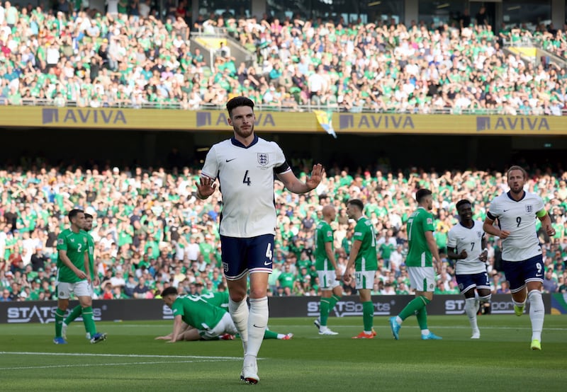 Declan Rice declined to celebrate after scoring England’s opener