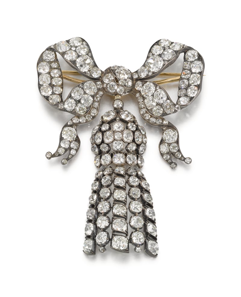 The diamond bow brooch could fetch up to £35,000 (Sotheby's)