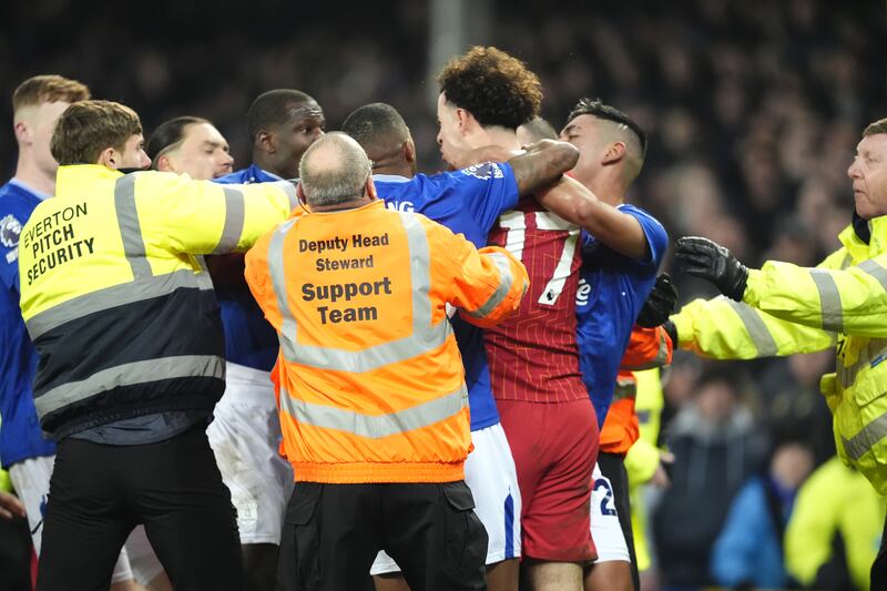 Tempers boiled over following a dramatic end to the Merseyside derby at Goodison Park on Wednesday night