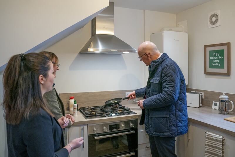 John Swinney tested out a hydrogen gas cooker