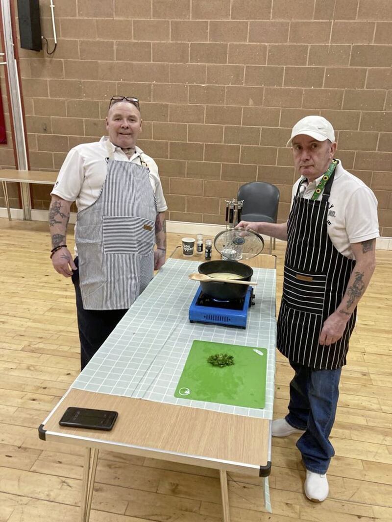 Raymond Cairns and John Walsh at a cook-and-chat 