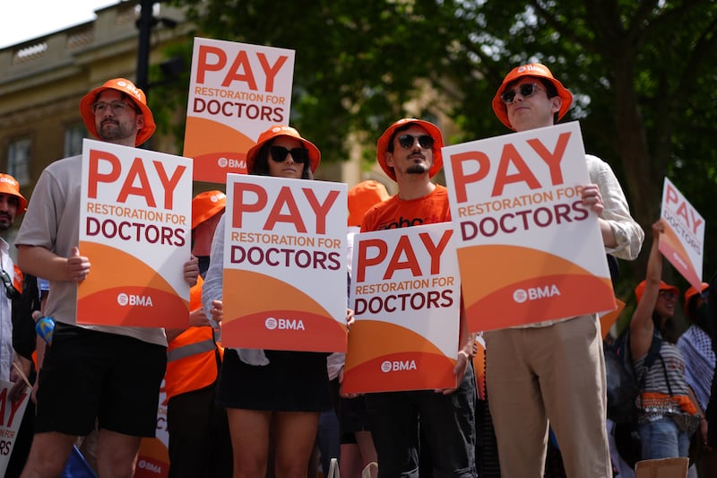 Junior doctors protest outside Downing Street, London. Picture date: Thursday June 27, 2024.