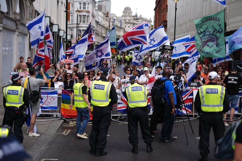 Counter-protesters in central London