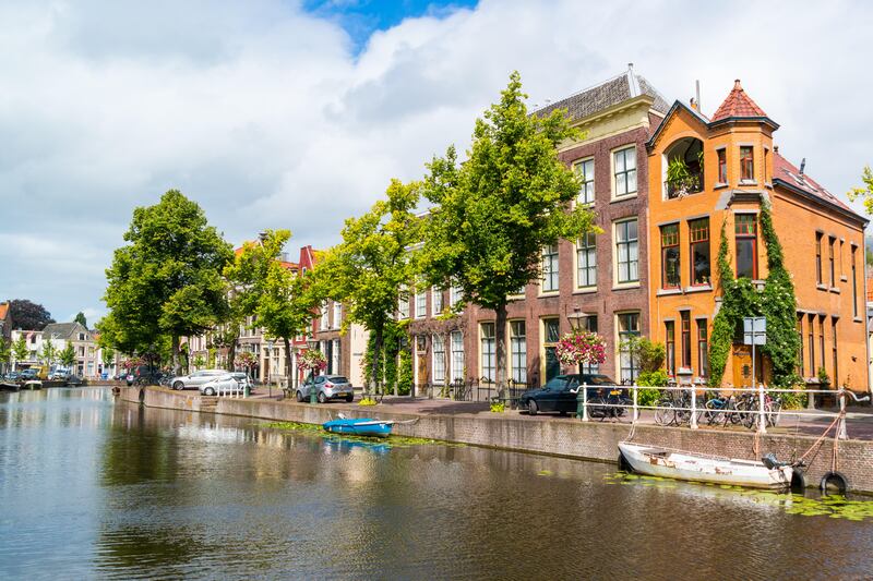 Rapenburg canal in the old town of Leiden