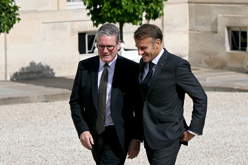 Prime Minister Sir Keir Starmer with France’s Emmanuel Macron